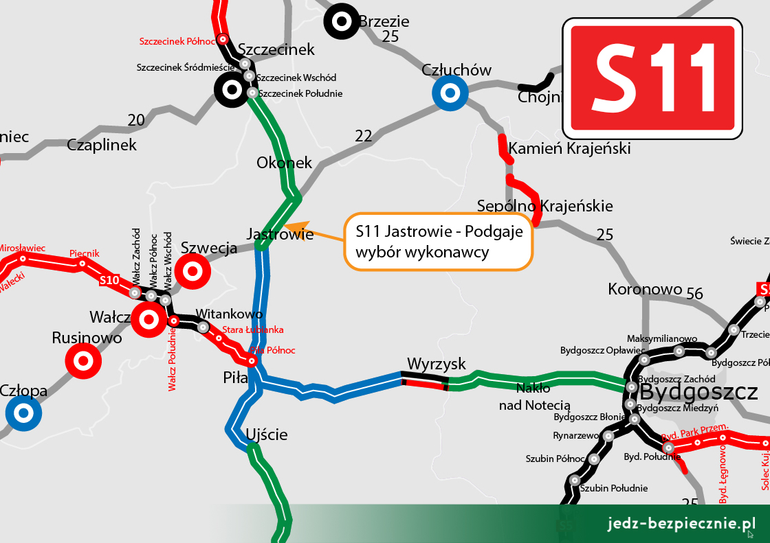 Wybór wykonawcy drogi ekspresowej S11 Podgaje - Jastrowie, woj. wielkopolskie | Jedź Bezpiecznie